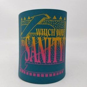 Koozie Which Way to Sanity Can Holder Soda Beer Insulator Teal Original USA 4.2"
